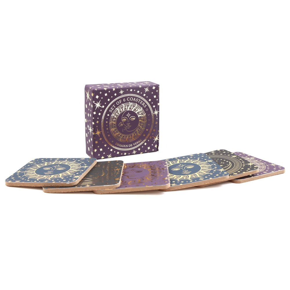 Set of 6 Sun and Moon Coasters