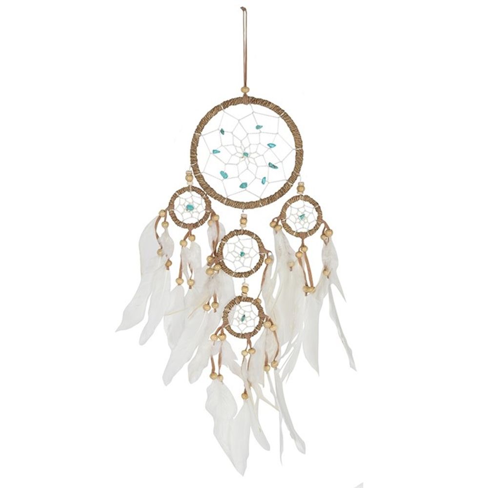 Medium Natural Dreamcatcher with Turquoise Beads