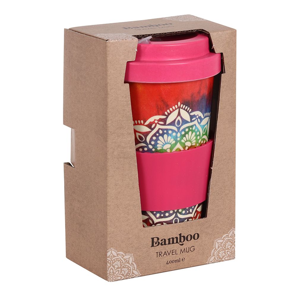 Tie Dye Mandala Bamboo Eco Travel Mug