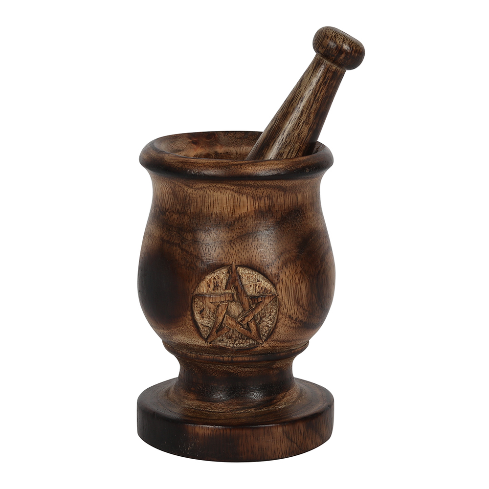 Wooden Pentagram Pestle and Mortar