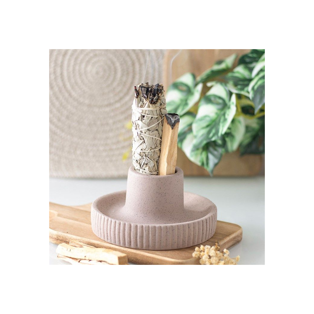 Greige Ribbed Smudge Bowl