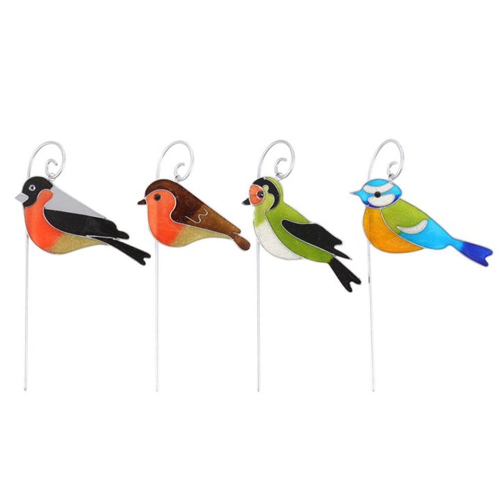 Set of 12 British Garden Birds Suncatcher Stakes