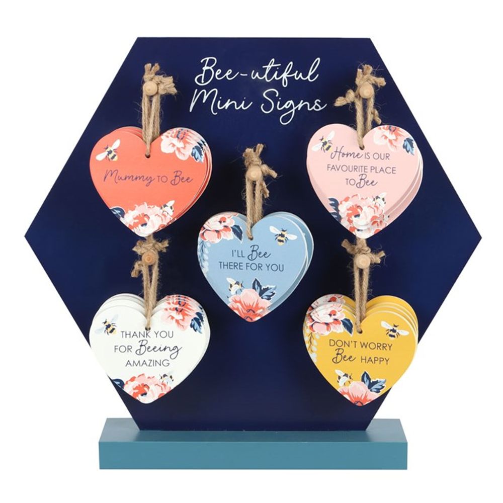 Set of 20 Bee-utiful Mini Heart Signs on Display