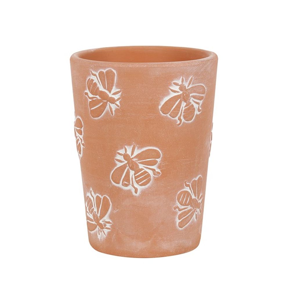 Small Terracotta Bee Pattern Plant Pot