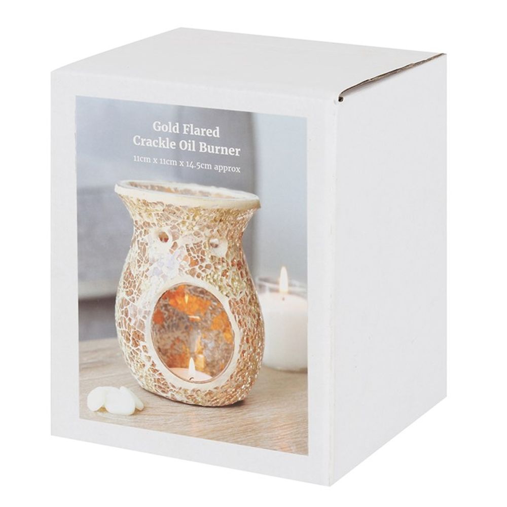 Large Gold Crackle Glass Oil Burner